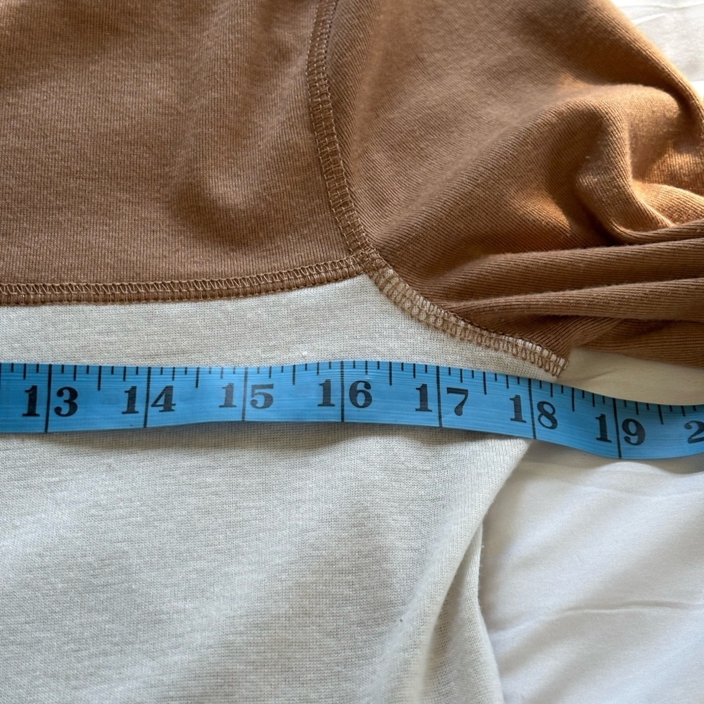 Colorblock Long Sleeve Top XL Neutral Patchwork Fall Outfit - Picture 5 of 7